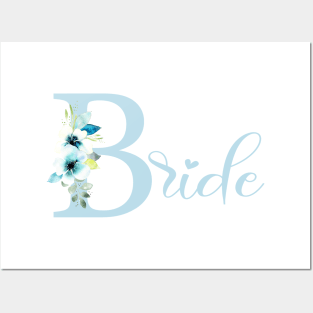 Blue Floral Bride illustration Posters and Art